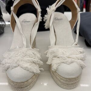 Castaner Cream Fringe Espadrille Wedge Sandals